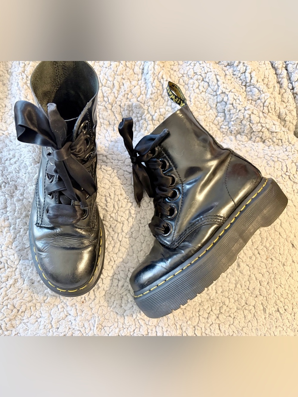 Dr. Martens Molly Platform Boots w/ Satin Ribbon Laces - EU 36 (US 5 / UK 3)